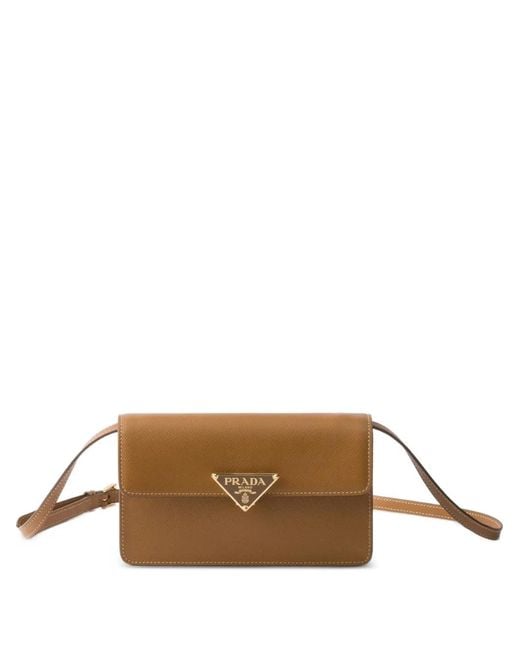 Prada Brown Logo-Plaque Leather Mini Bag