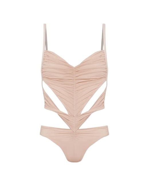 DSquared² White Cut-Out Ruched Swimsuit