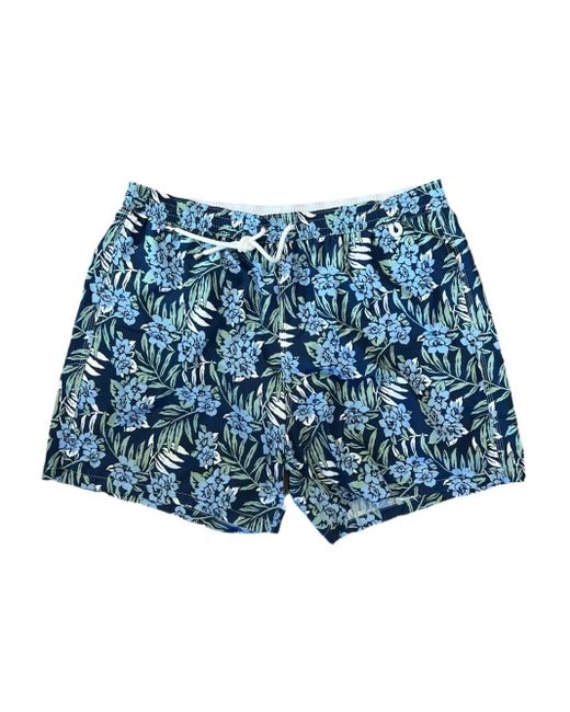 メンズ Isaia フローラル トランクス水着 Blue
