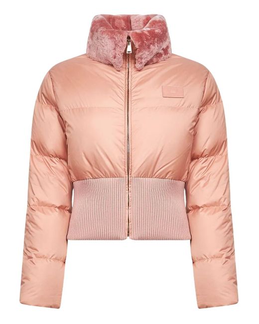 Fendi Pink Quilted Shearling-Collar Jacket