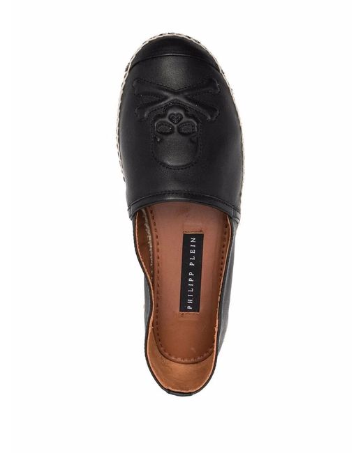 Philipp Plein Gray Skull-Motif Leather Espadrilles