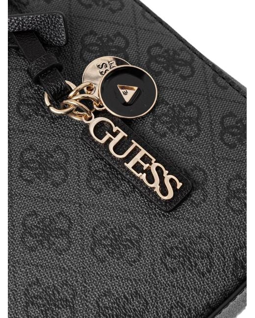 Guess Black Noelle 4G Monogram Charm Tote Bag