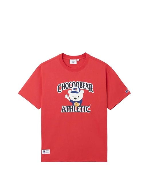 Chocoolate Red Bear-Print T-Shirt for men