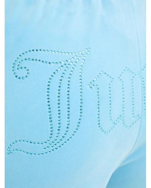 Juicy Couture Blue Crystal-Embellished Mini Shorts