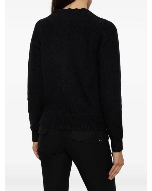 Isabel Marant Black Naia Scalloped-Edge Cardigan