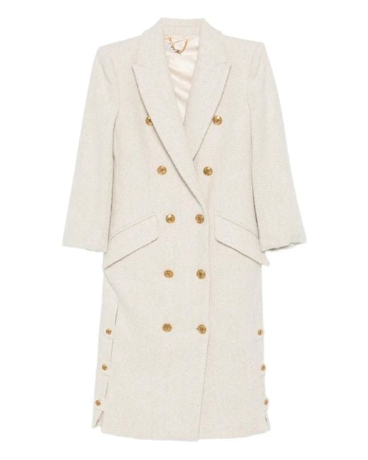 Elisabetta Franchi Natural Double-Breasted Coat