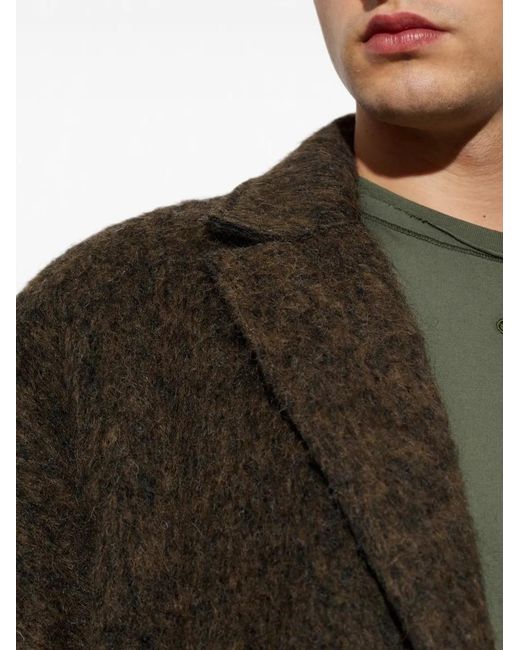 DIESEL Black Brushed W-Hull Coat for men