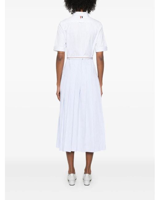 Thom Browne Gestreepte Midi-Jurk in het White