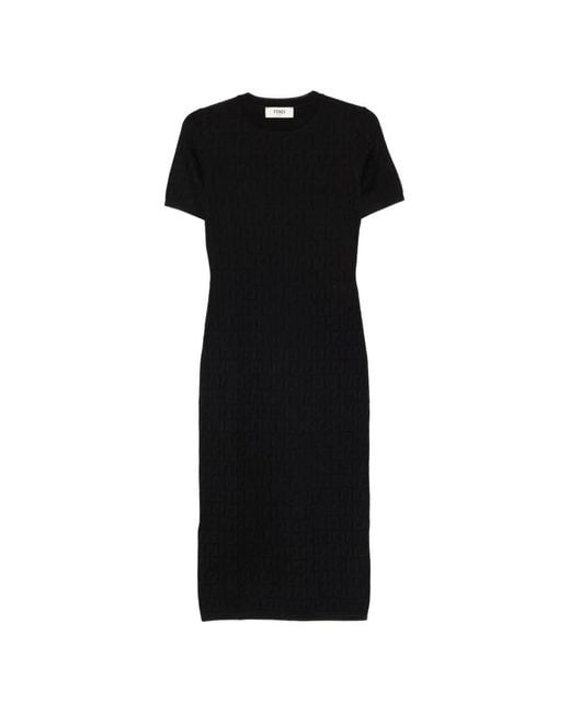 Fendi Black Ff Cotton Blend Dress