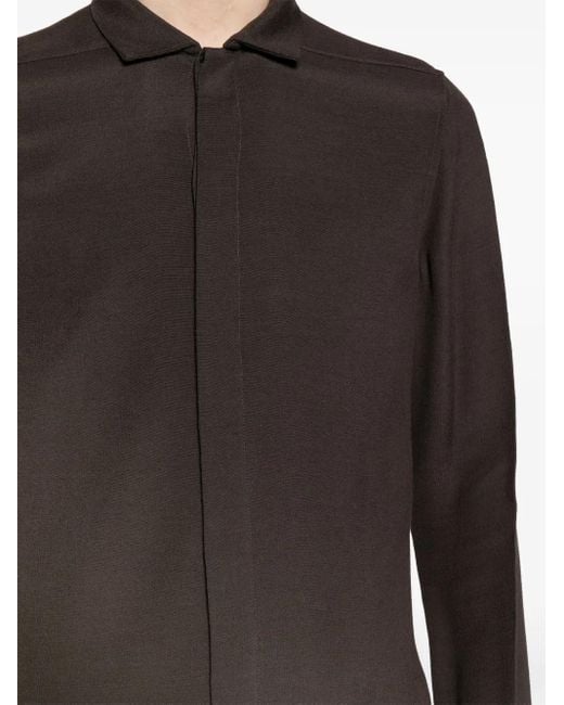 Rick Owens Black Plain Long-Sleeve Shirt for men