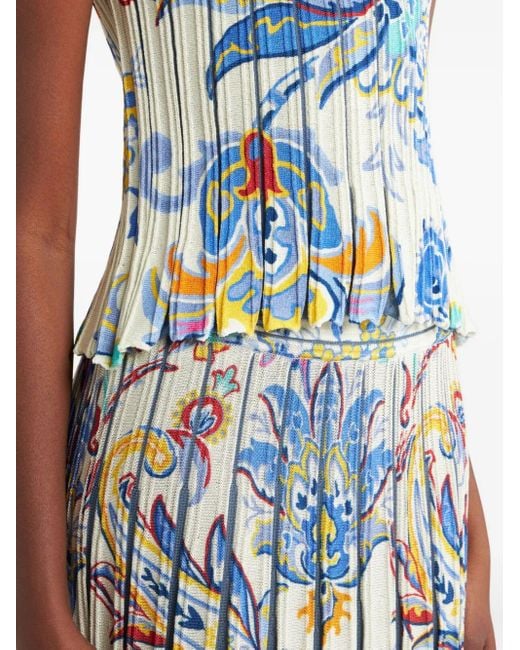 Etro Blue Printed Knitted Top