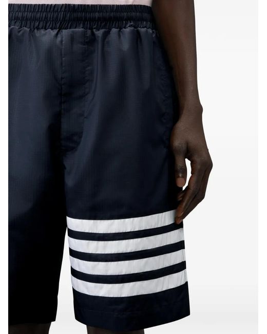 Thom Browne Blue Ripstop 4-Bar Track Shorts for men