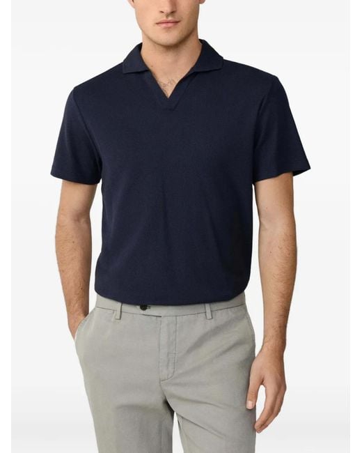 Hackett Blue Honeycomb-Texture Jonny-Collar Polo Shirt for men