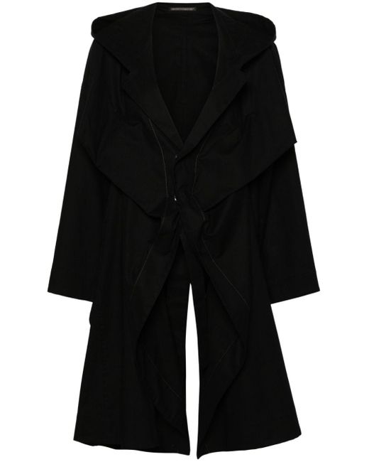 Abrigo con capucha Yohji Yamamoto de color Black
