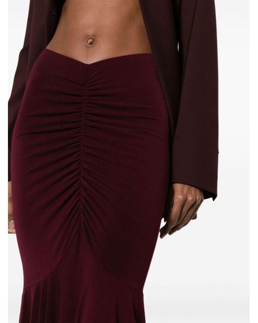ANDAMANE Purple Asymmetric Gathered Pleated Midi Skirt