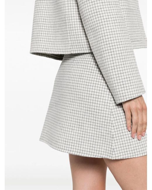 Theory Gray Checked Wool Miniskirt