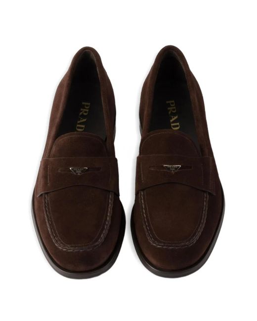 Prada Brown Suede Penny Loafers for men