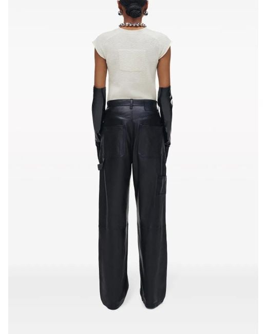 Marc Jacobs Black Wide-Leg Leather Trousers