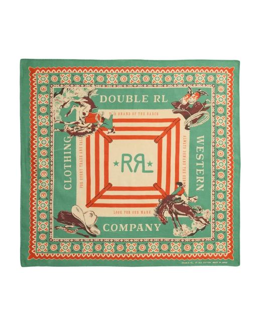 Pañuelo de algodón con estampado ecuestre RRL de hombre de color Green
