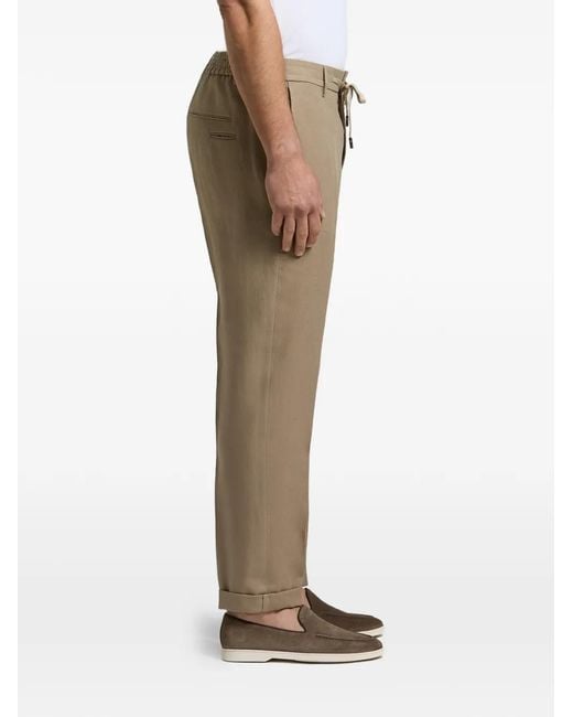 Peserico White Drawstring-Waistband Pressed-Crease Trousers for men