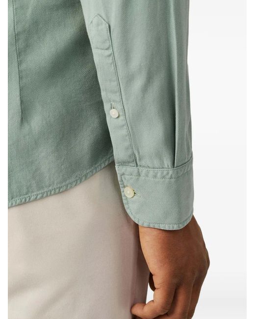 Hackett Green Chemise Teinte En Pièce En Coton Texturé for men