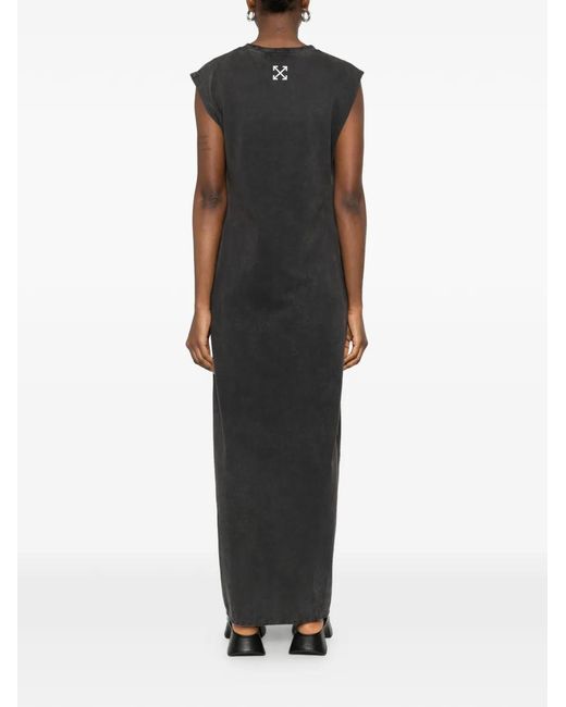 Off-White c/o Virgil Abloh Black Marble-Effect Logo-Print Dress