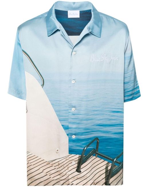 Camicia con stampa grafica di BLUE SKY INN in Blue da Uomo