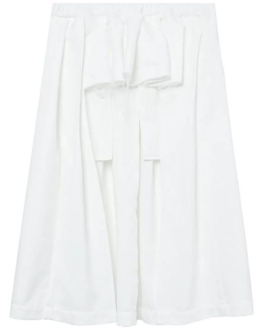 COMME DES GARÇON BLACK White Ruffle-Detail Pleated Midi Skirt