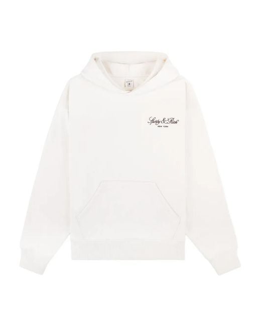 Sporty & Rich White Vendome Script Pouch Hoodie