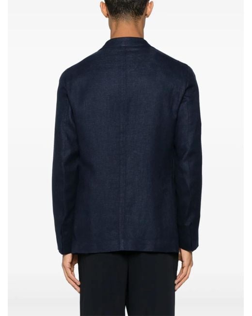 Eleventy Blue Linen, Wool And Silk Blazer for men