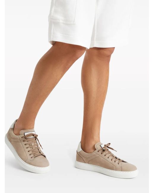 Brunello Cucinelli Pink Suede Lace-up Sneakers for men