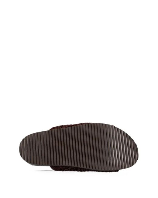 Twinset Brown Crochet Shell-Embellished Sandals