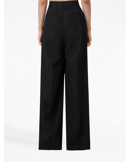 Burberry Black Wool Wide-Leg Trousers
