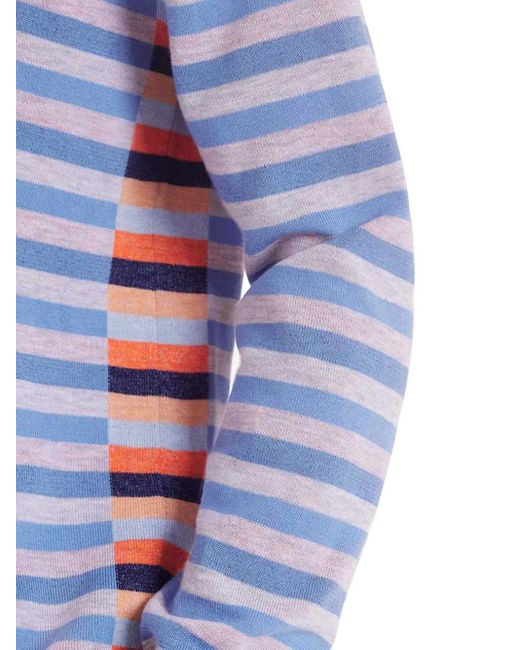 Maison Kitsuné Blue Striped Crew-Neck Sweater for men