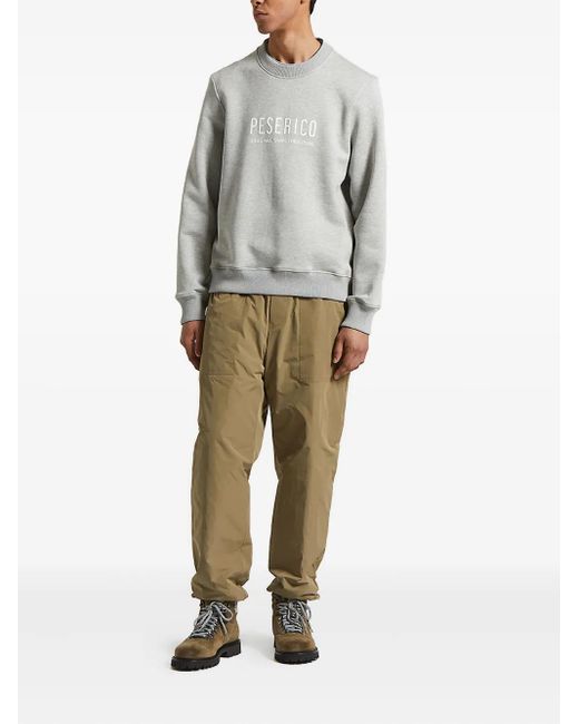 Peserico Gray Logo-Embroidered Crew-Neck Sweatshirt for men
