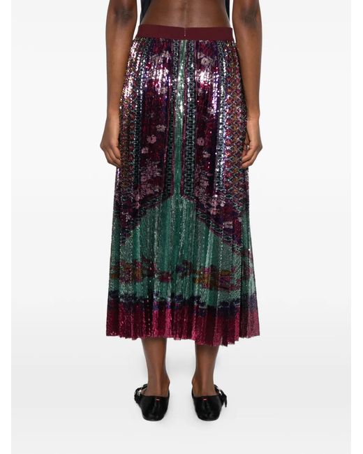LaDoubleJ Purple Accordion Sequinned Maxi Skirt