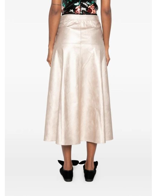 Forte_forte Natural Metallic-Effect Panelled Midi Skirt