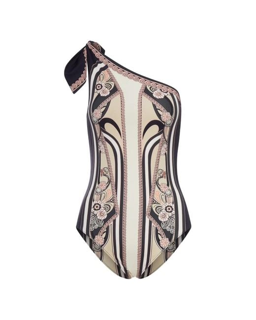 LaDoubleJ Natural One-Shoulder Knot Swimsuit