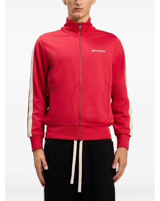Palm Angels Red Veste Zippée À Bandes Logos for men