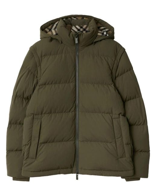 Detachable Sleeve Nylon Puffer Jacket Burberry pour homme en coloris Green