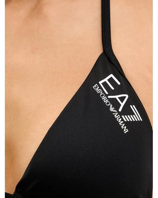 EA7 Black Logo-Print Bikini