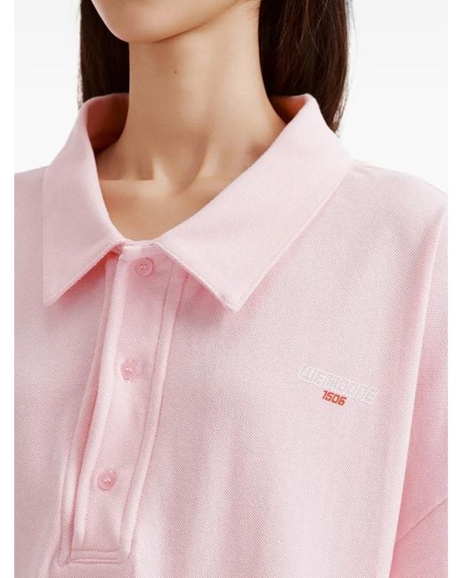 we11done Pink Logo-Embroidered Oversized Polo Shirt