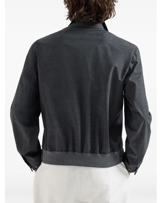 Brunello Cucinelli Gray Virgin Wool Fresco Outerwear Jacket for men