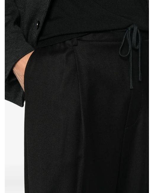 Barena Black Drawstring-Waist Wide-Leg Trousers for men