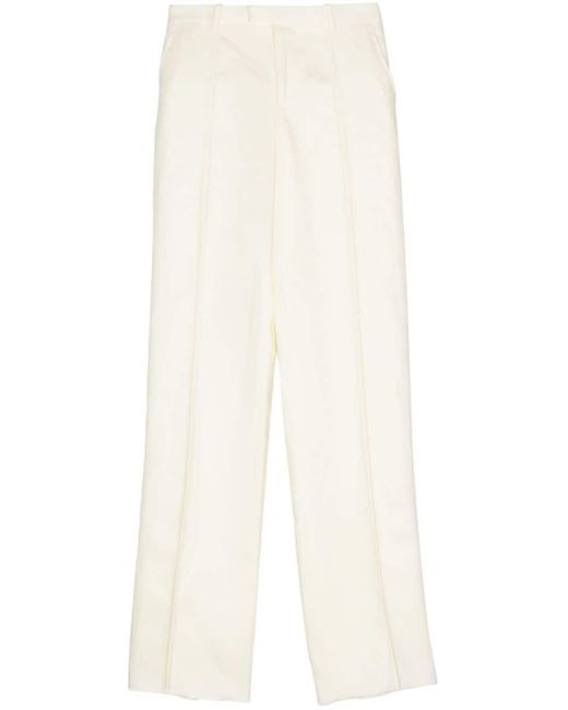 Pantalones rectos de talle alto Bottega Veneta de color White