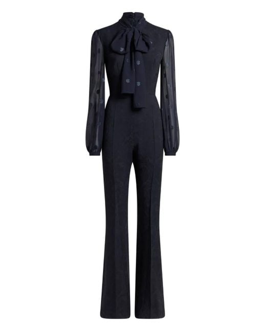 Etro Jumpsuit Met Jacquard Strik in het Blue