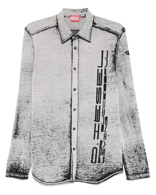 メンズ DIESEL アブストラクトパターン シャツ Gray