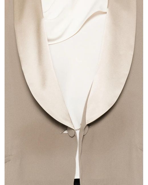 Alberta Ferretti Natural Shawl-Lapel Single-Button Blazer