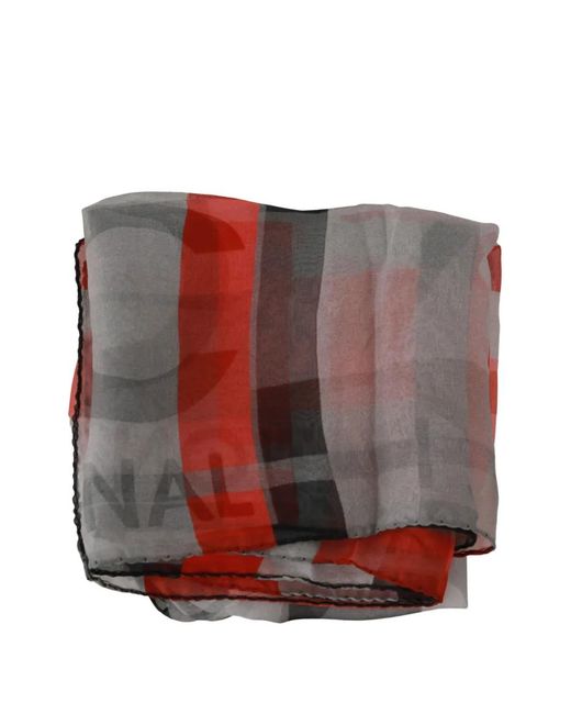 CoSTUME NATIONAL Gray Logo-Print Silk Scarf