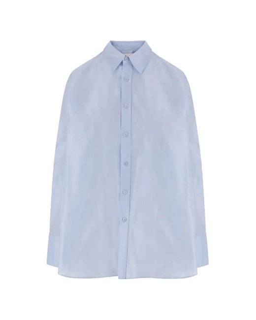 Carven Blue Oversized Silk Shirt